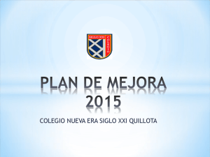 Plan de Mejora 2015 - Colegios Nueva Era Siglo XXI