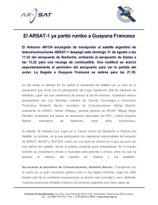 El ARSAT-1 ya partió rumbo a Guayana Francesa