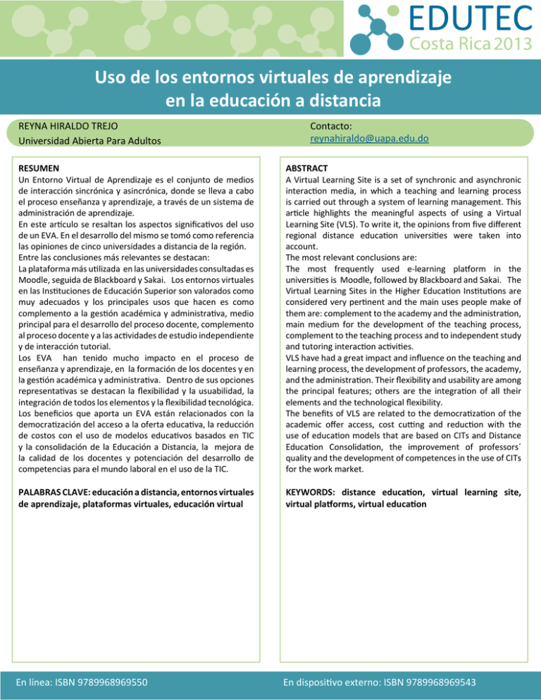 Uso De Los Entornos Virtuales De Aprendizaje En La Educación A 9820