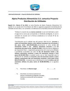 Alpina Productos Alimenticios S.A. comunica Proyecto Distribución
