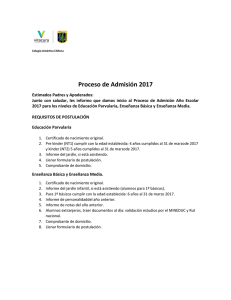 Proceso de Admisión 2017 - Colegio Antártica Chilena