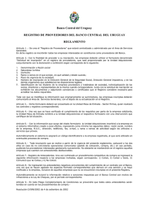 REGISTRO DE PROVEEDORES DEL BANCO CENTRAL DEL