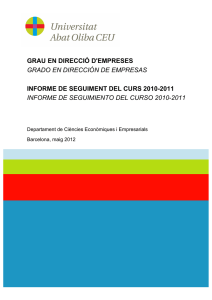 Informe Seguiment Grau Direcció d`Empreses (2010-11)