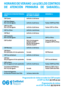 horario de verano 2013 de los centros de atención primaria de