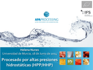 Procesado por altas presiones hidrostáticas (HPP/HHP)