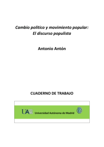 Cambio político y movimiento popular: El discurso populista Antonio