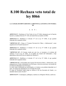 8.100 Rechaza veto total de ley 8066