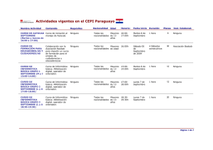 Actividades vigentes en el CEPI Paraguayo
