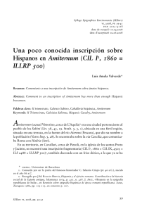 Una poco conocida inscripción sobre Hispanos en Amiternum