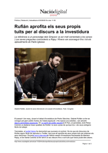 Rufián aprofita els seus propis tuits per al discurs a la investidura