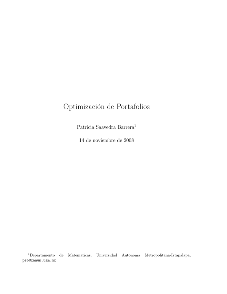 optimización de portafolios con python parte i –... Optimización de Portafolios - U