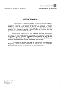 nota informativa - Comunidad de Madrid