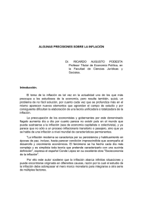 ALGUNAS PRECISIONES SOBRE LA INFLACIÓN Dr. RICARDO