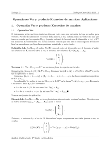 Operaciones Vec y producto Kronecker de matrices. Aplicaciones 1