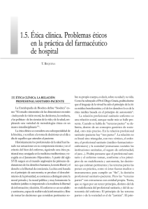 1.5. Ética clínica. Problemas éticos en la práctica del