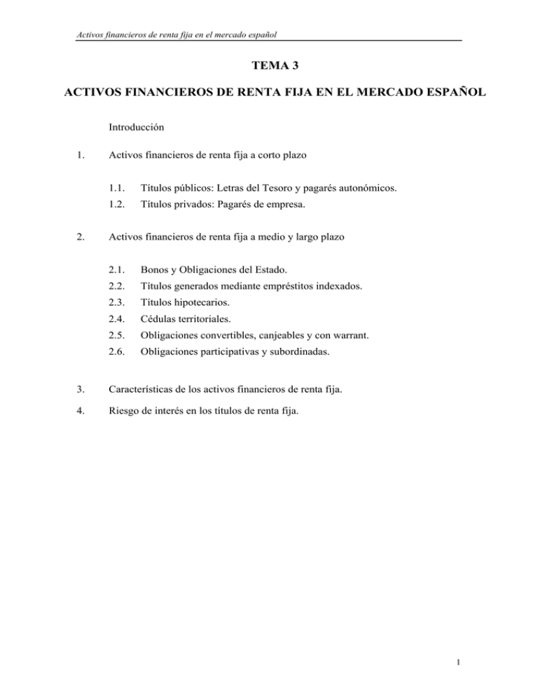 TEMA 3 ACTIVOS FINANCIEROS DE RENTA FIJA EN EL