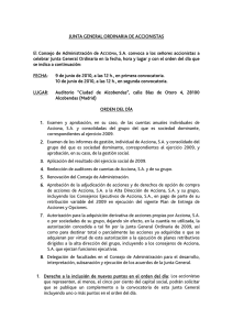 JUNTA GENERAL ORDINARIA DE ACCIONISTAS El Consejo de