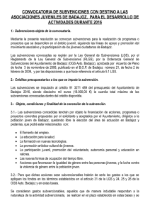 CONVOCATORIA DE SUBVENCIONES CON DESTINO A LAS