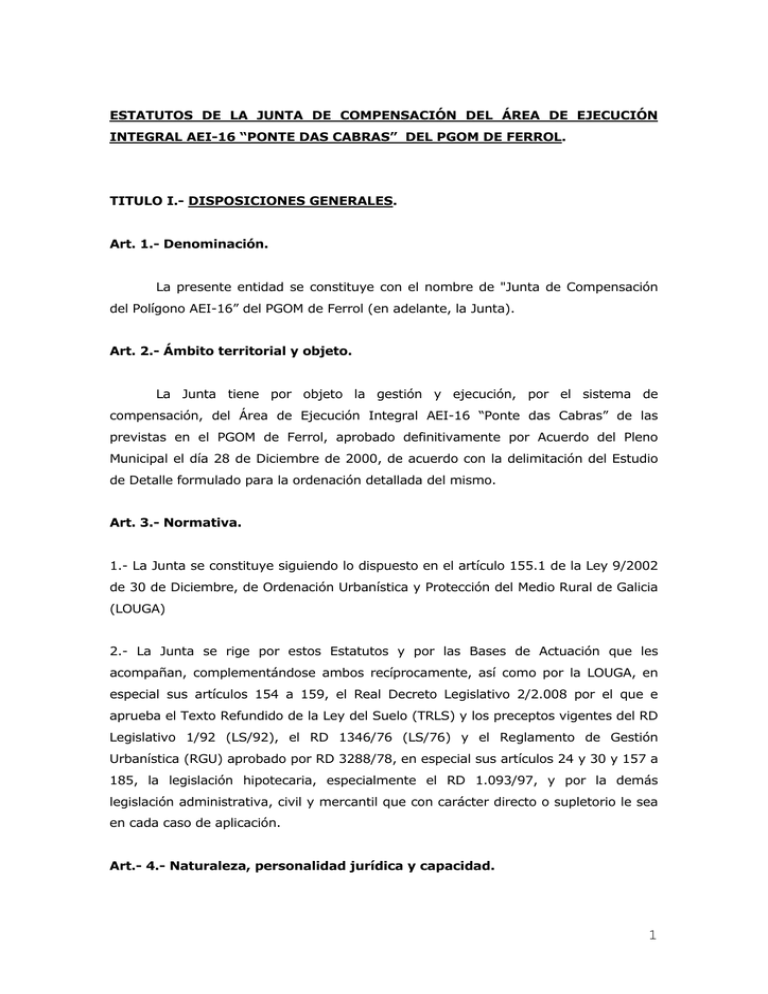 bases de actuacion de la junta de compensacion del poligono bases de actuacion de la junta de compensacion del poligono