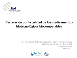 Declaración por la calidad de los medicamentos biotecnológicos