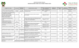 Listado de Adjudicaciones Directas de Obras Públicas 2014