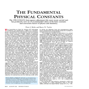 THE .UNDAMENTAL PHYSICAL CONSTANTS