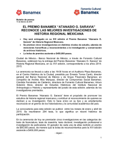 EL PREMIO BANAMEX “ATANASIO G. SARAVIA” RECONOCE LAS