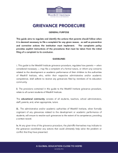 grievance prodecure - Westhill Institute