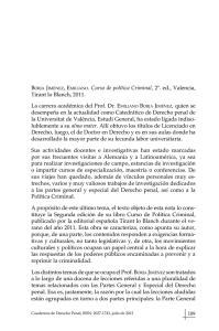 Borja jiménez, emiliano. Curso de política Criminal, 2ª. ed., Valencia