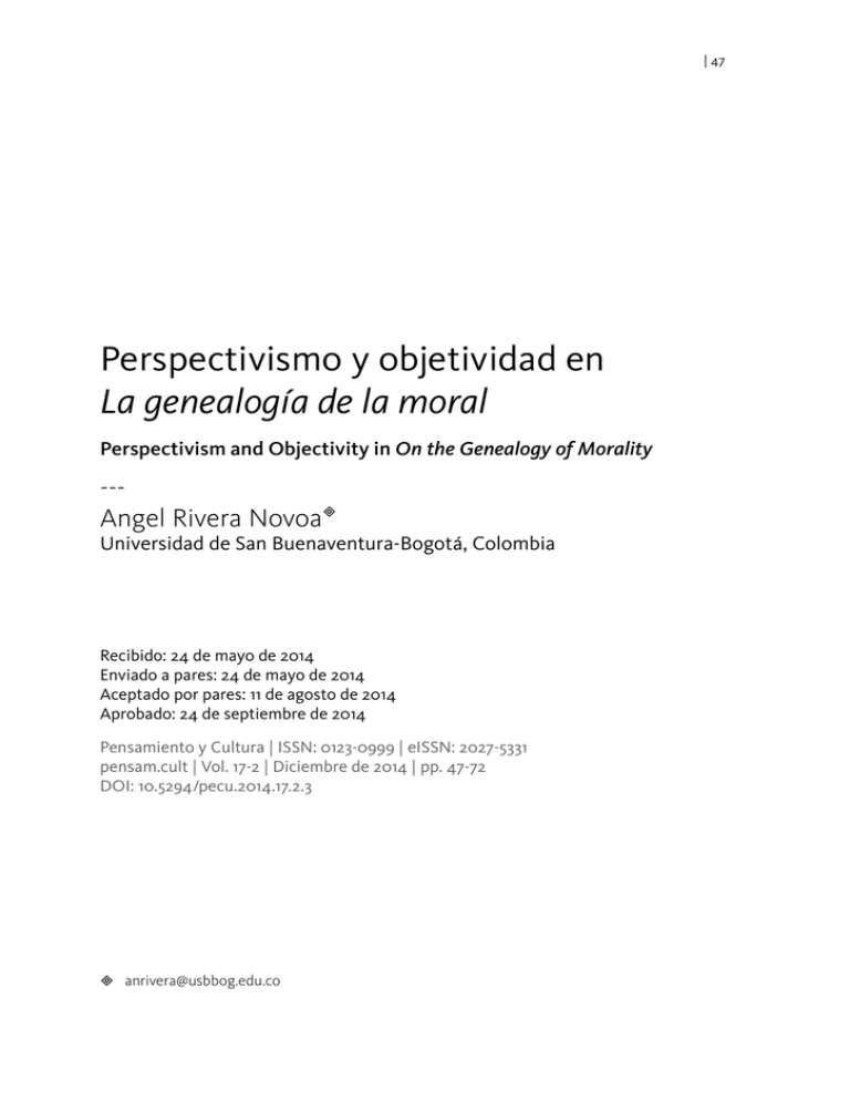Perspectivismo Y Objetividad En La Genealog a De La Moral