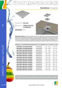 SUMIDERO SIFÓNICO de acero inoxidable AISI 304, tipo DAR.SUM