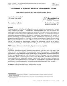 Vulnerabilidad en dispositivos móviles con sistema operativo Android.