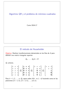Algoritmo QR y el problema de m´ınimos cuadrados El método de