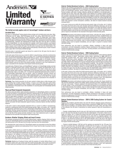 Warranty for E-Series Window and Doors including Stormwatch