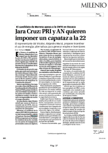 Jara Cruz PRI y AN quieren imponer un capataz a la 22