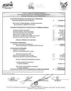 RECURSOS OBTENIDOS (UTILIZADOS) EN LA OPERACIÓN