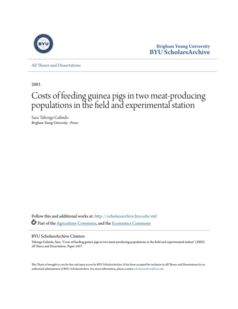 Costs of feeding guinea pigs in two meat