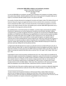 La Recesión 2008-2009 en México será profunda y duradera