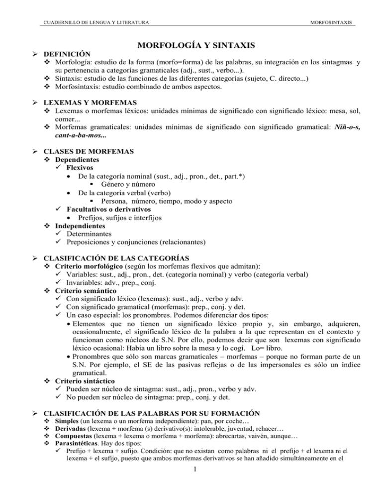 morfología y sintaxis