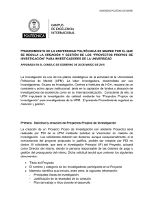 Procedimiento UPM que regula la creación y gestión de proyectos