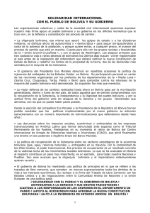 Carta de apoyo al Pueblo Boliviano y al gobierno del
