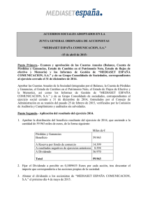 Punto Primero.- Examen y aprobación de las Cuentas Anuales