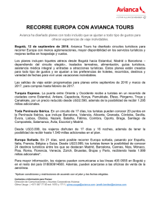 RECORRE EUROPA CON AVIANCA TOURS
