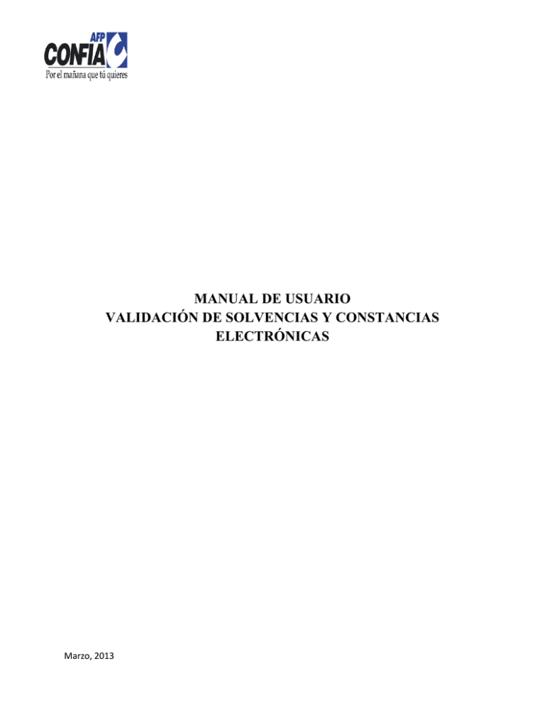 Manual De Usuario Validación De Solvencias Y