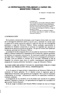 la investigación preliminar a cargo del ministerio publico