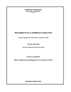 Reglamento de La Asamblea Legislativa