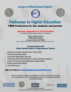 Jurupa Unified School District Pathways to Higher Education