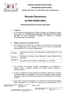 2014RE-000002-85001 Remate electrónico de tres vehículos de la