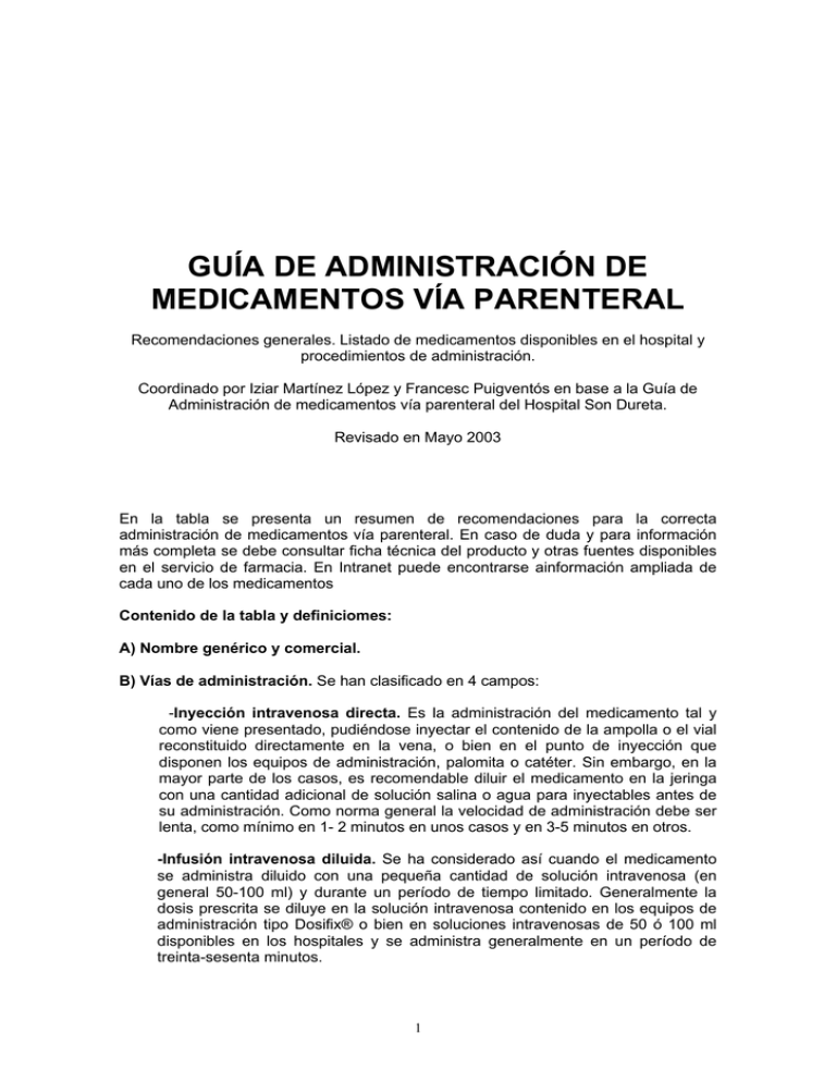 Guía De Administración De Medicamentos Vía