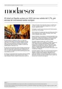 El retail en España acelera en 2016 con una subida del 3,7%, por